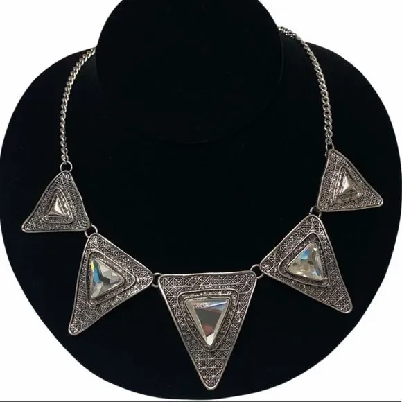 Vintage Silver Mod Mirrored Spiky Necklace